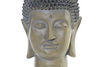 FIGURINE EN RÉSINE 16X15X25 TÊTE DE BOUDDHA GRIS CLAIR FD191757 3