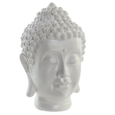 FIGURINE EN RÉSINE 20X20X30 TÊTE DE BOUDDHA BLANCHE FD191760