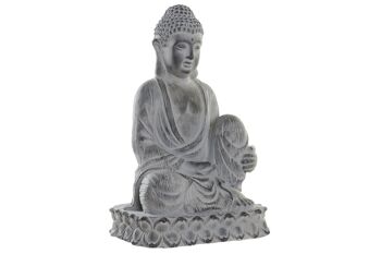 FIGURINE EN RÉSINE DE MAGNÉSIE 42,5X35X67 BOUDDHA GRIS CLAIR FD192637 1