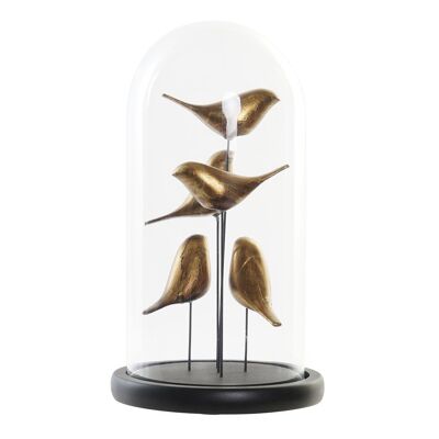 FIGURA RESINA CRISTAL 17X17X32 PAJAROS DORADO FD193635