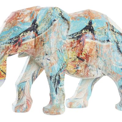 FIGURINE EN RÉSINE 37.5X17.5X26 ÉLÉPHANT MULTICOLORE FD194708