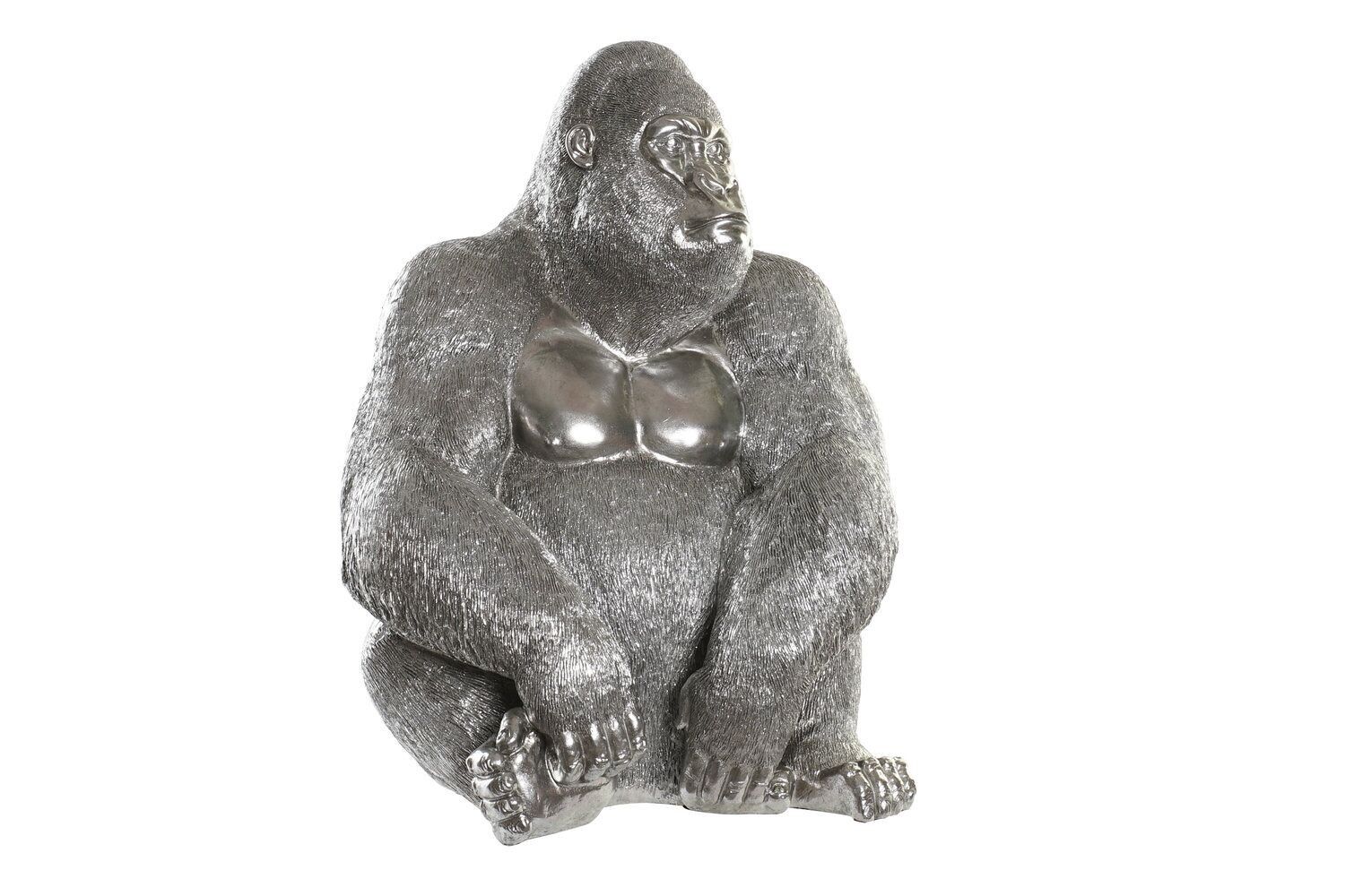 FIGURA IN RESINA 46X40X61 GORILLA ARGENTO FD194726
