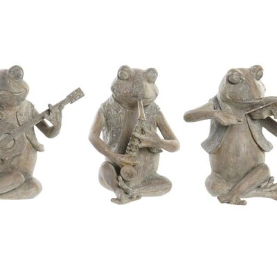 FIGURINE EN RÉSINE 23X19.5X22.5 GRENOUILLE MUSICIENNE 3 ASSORTIMENTS. FD194730