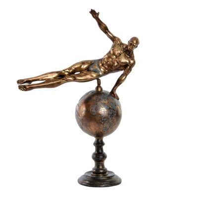 FIGURA RESINA 27X11X39 GIMNASTA ENVEJECIDO DORADO FD194756