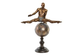 FIGURE RÉSINE 36X19X46 GOLDEN VIEILLI GYMNASTE FD194757 1