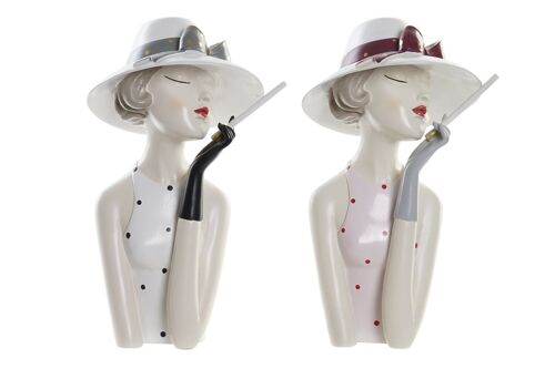 FIGURA RESINA 18,5X15X31 CHICA SOMBRERO 2 SURT. FD195173