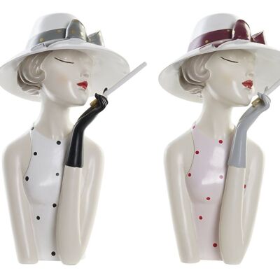 FIGURA IN RESINA 18,5X15X31 RAGAZZA CON CAPPELLO 2 ASSORTIMENTI. FD195173