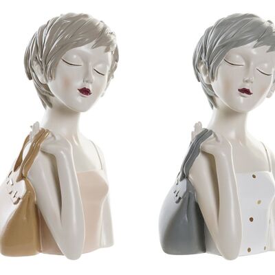 FIGURINE EN RÉSINE 15X15X27.5 FILLE SAC 2 ASSORTIMENTS. FD195174