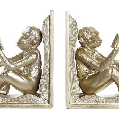 BOOKENDS SET 2 RESIN 13X12X17,5 CHAMPAGNE MONKEY FD195714