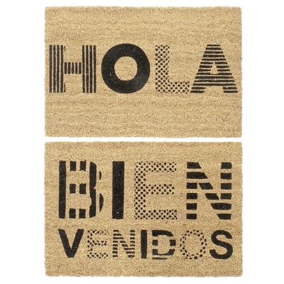 RUBBER COCONUT FIBER DOORMAT 60X40X1,5 HOLA 2 ASSORTMENT. FL180276