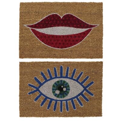 COCONUT FIBER DOORMAT PVC 60X40X1,5 LIPS 2 ASSORTMENTS. FL186701