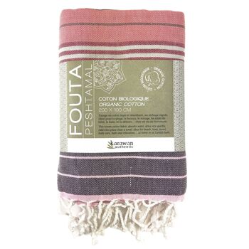 FOUTA EN COTON BIOLOGIQUE - Collection SUD- Couleur WINE 5