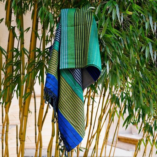 FOUTA EN COTON BIOLOGIQUE -  EBENE - couleur FOREST