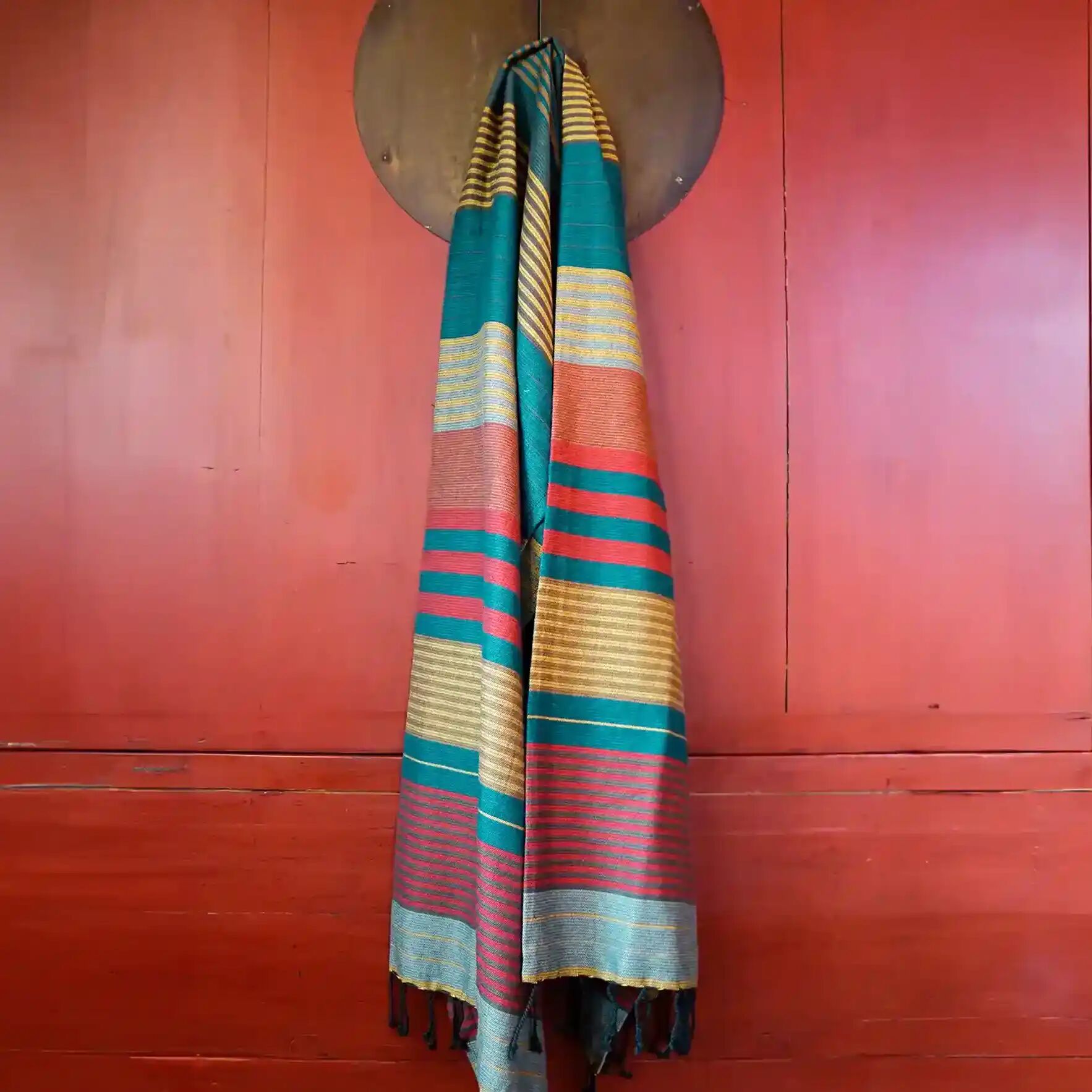 Organic cotton fouta towel - Red Blue - 100x200 cm - Ebony Collection