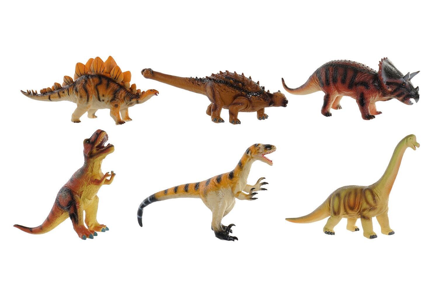 Soft PVC toy 10x50x20 dinosaurs 6 assorted. JE166320