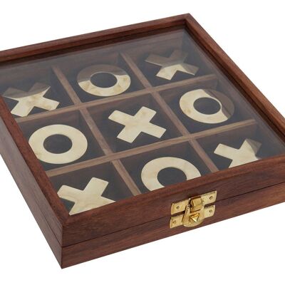 JUEGO SET 2 SHEESHAM LATON 18X18X3,5 TIC TAC TOE JM184848