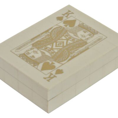 RESIN BONE TABLE GAME 9X12X3,5 IVORY CARDS JM185792