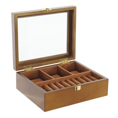RELOJERO MDF TERCIOPELO 22X18X8 3 RELOJES MARRON JO104003