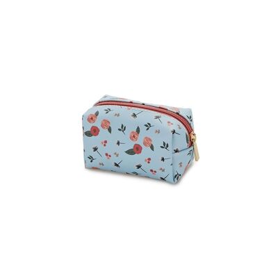 Mini cosmetic bag, Bloom, blue, plastic