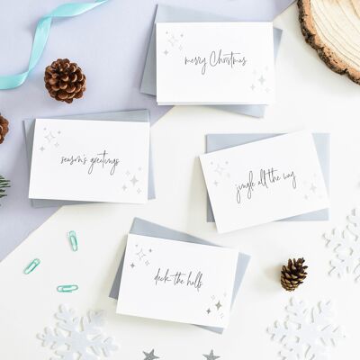 Typographic Christmas card pack of 8