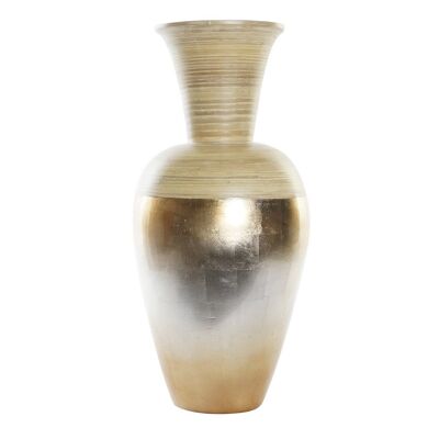 VASE BAMBOU NACRE 25X25X53 FEUILLES BICOLORE NATUREL JR190998