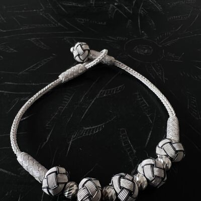 925 silver bracelet "5 WHITE KNOTS" 20 cm, KOKAZ collection