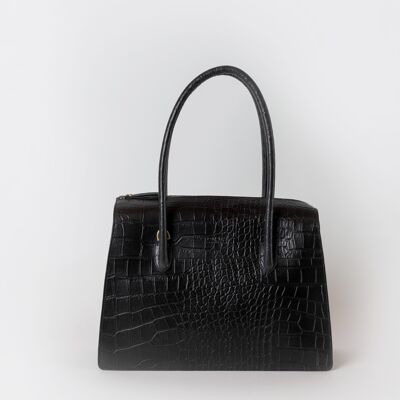 Leather Bag - Kate - Black Classic Croco Leather