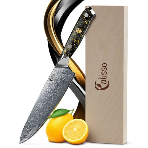 Damask Knife Black and Gold Chef Knife - GOLD&ASH