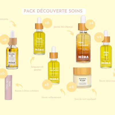 Pack découverte 7 produits - Soins naturels pour cheveux, visage, lèvres, corps et poitrine