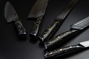 Ensemble de couteaux Advanced Set 67 couches en acier de Damas noir et or - GOLD&ASH 4