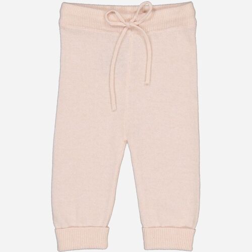 Pantalon en laine et cachemire rose perle