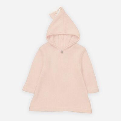 Pearl pink wool and cashmere zipped burnous