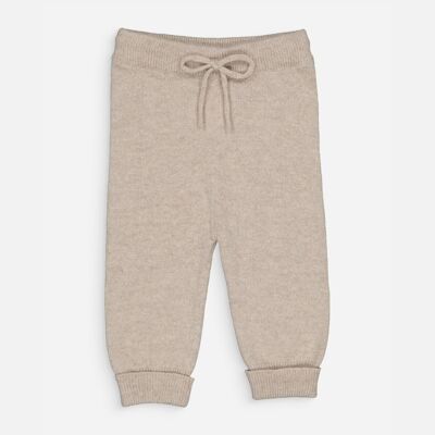 Pantaloni beige baby in lana e cashmere