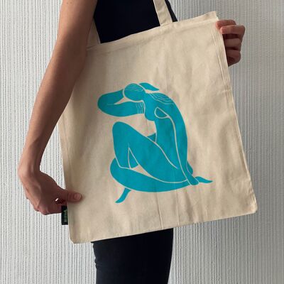 Tragetasche "Nu Bleu Matisse" aus Bio-Baumwolle