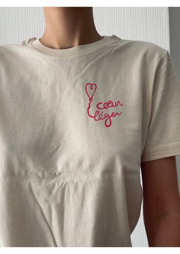 "Light Heart" ecru t-shirt in organic cotton 2