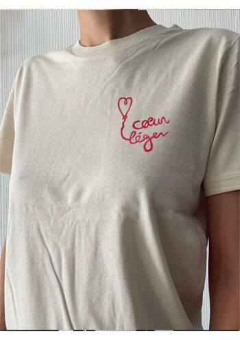 "Light Heart" ecru t-shirt in organic cotton 3