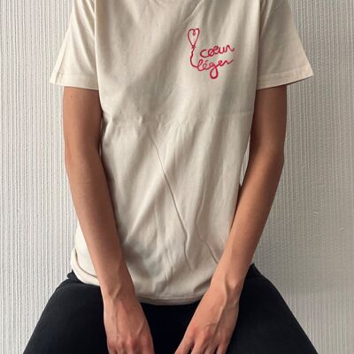 "Light Heart" ecru t-shirt in organic cotton