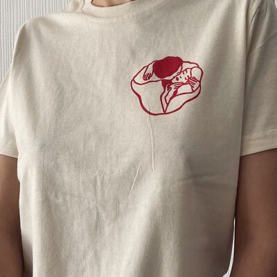 Ecrufarbenes T-Shirt „Love“ aus Bio-Baumwolle