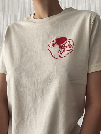 Ecru "Love" organic cotton T-shirt 1