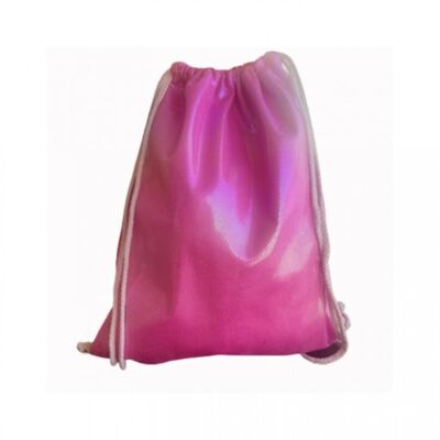 Metallic texture sack bag with fuchsia drawstring