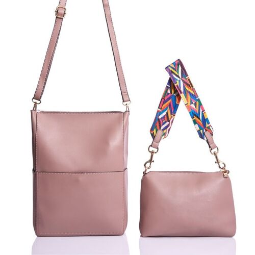 Bolso clon doble con asa fantasía rosa