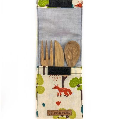 Children's cutlery set - forest fabric