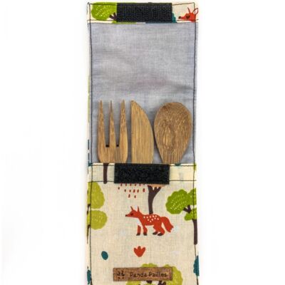 Children's cutlery set - forest fabric