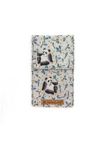 Set de couverts enfant - tissu panda bleu 2