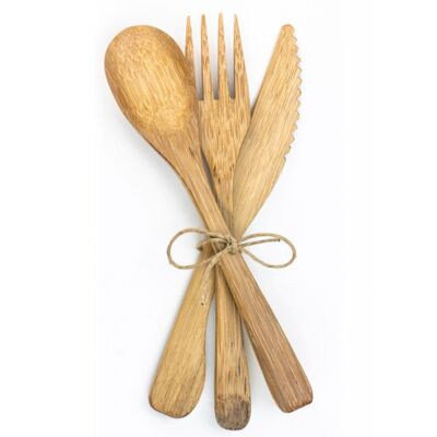 Set of 3 reusable bamboo cutlery
