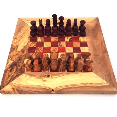 Jeu d&#39;échecs échiquier Gr. S fait à la main en bois d&#39;olivier