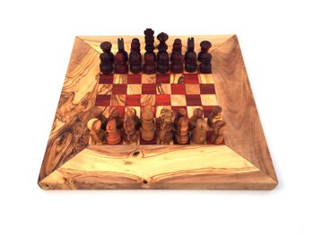 Jeu d&#39;échecs échiquier Gr. S fait à la main en bois d&#39;olivier 1