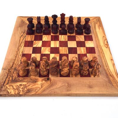 Jeu d&#39;échecs échiquier Gr. M fait à la main en bois d&#39;olivier