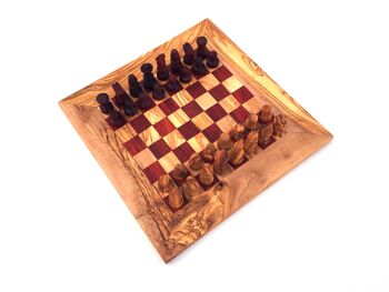 Jeu d&#39;échecs échiquier Gr. M fait à la main en bois d&#39;olivier 3