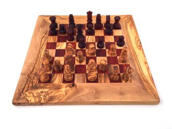 Jeu d&#39;échecs échiquier Gr. M fait à la main en bois d&#39;olivier 5